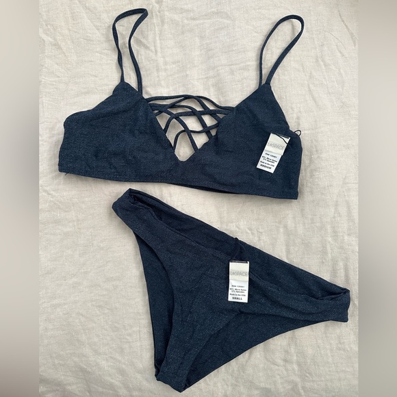 L*Space Medium Jaime top and matching small Sandy bottom - antique denim fabric - Picture 3 of 3